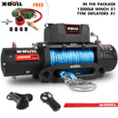 X-BULL 12V Electric Winch 12000LBS synthetic rope 4wd Jeep with Tire Deflator-1