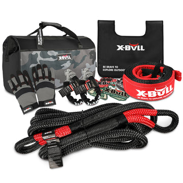 X-BULL Kinetic Recovery Rope kit Snatch Strap Soft Shackles Hitch receiver 4WD 4X4 - 0