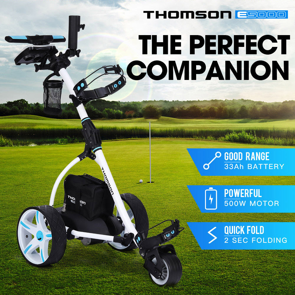 THOMSON Golf Buggy Electric Trolley Automatic Motorised Foldable Cart Powered - 0