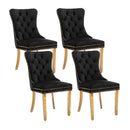 4x Velvet Dining Chairs with Golden Metal Legs-Black-1