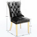 4x Velvet Dining Chairs with Golden Metal Legs-Black-6