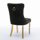4x Velvet Dining Chairs with Golden Metal Legs-Black-13
