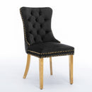 8x Velvet Dining Chairs with Golden Metal Legs-Black-3