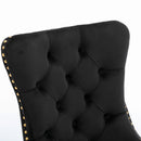 8x Velvet Dining Chairs with Golden Metal Legs-Black-8