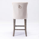 4X Velvet Bar Stools with Studs Trim Wooden Legs Tufted Dining Chairs Kitchen-4
