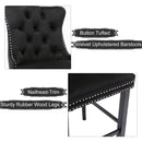6X Velvet Bar Stools with Studs Trim Wooden Legs Tufted Dining Chairs Kitchen-15