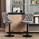 4x Height Adjustable Swivel Bar Stool Velvet Nailhead Barstool with Footrest-2