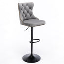 4x Height Adjustable Swivel Bar Stool Velvet Nailhead Barstool with Footrest-8