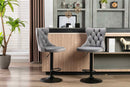4x Height Adjustable Swivel Bar Stool Velvet Nailhead Barstool with Footrest-15