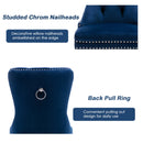4x Velvet Dining Chairs Upholstered Tufted Kithcen Chair with Solid Wood Legs Stud Trim and Ring-Blue-10