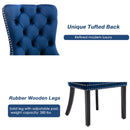 8x Velvet Dining Chairs Upholstered Tufted Kithcen Chair with Solid Wood Legs Stud Trim and Ring-Blue-11