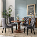 8x Velvet Dining Chairs Upholstered Tufted Kithcen Chair with Solid Wood Legs Stud Trim and Ring-Gray-9