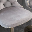 4x Height Adjustable Swivel Bar Stool Velvet Studs Barstool with Footrest and Golden Base- Grey-13