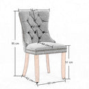 4x AADEN Modern Elegant Button-Tufted Upholstered Fabric with Studs Trim and Wooden legs Dining Side Chair-Beige-8