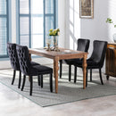 6x Velvet Upholstered Dining Tufted Chairs with Studs Trim and Solid Wood Legs-Black-10