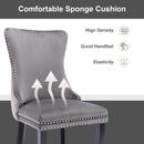 6x Velvet Upholstered Dining Chairs Tufted Wingback Side Chair with Studs Trim Solid Wood Legs for Kitchen-10
