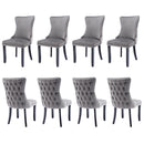 8x Velvet Upholstered Dining Chairs Tufted Wingback Side Chair with Studs Trim Solid Wood Legs for Kitchen-1
