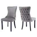 8x Velvet Upholstered Dining Chairs Tufted Wingback Side Chair with Studs Trim Solid Wood Legs for Kitchen-2