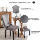8x Velvet Upholstered Dining Chairs Tufted Wingback Side Chair with Studs Trim Solid Wood Legs for Kitchen-8