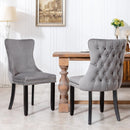 8x Velvet Upholstered Dining Chairs Tufted Wingback Side Chair with Studs Trim Solid Wood Legs for Kitchen-11