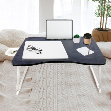 EKKIO Extra Large Multifunctional Portable Bed Tray Laptop Desk (Black) - 0