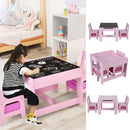 EKKIO 3PCS Kids Table and Chairs Set with Black Chalkboard (Pink)-4