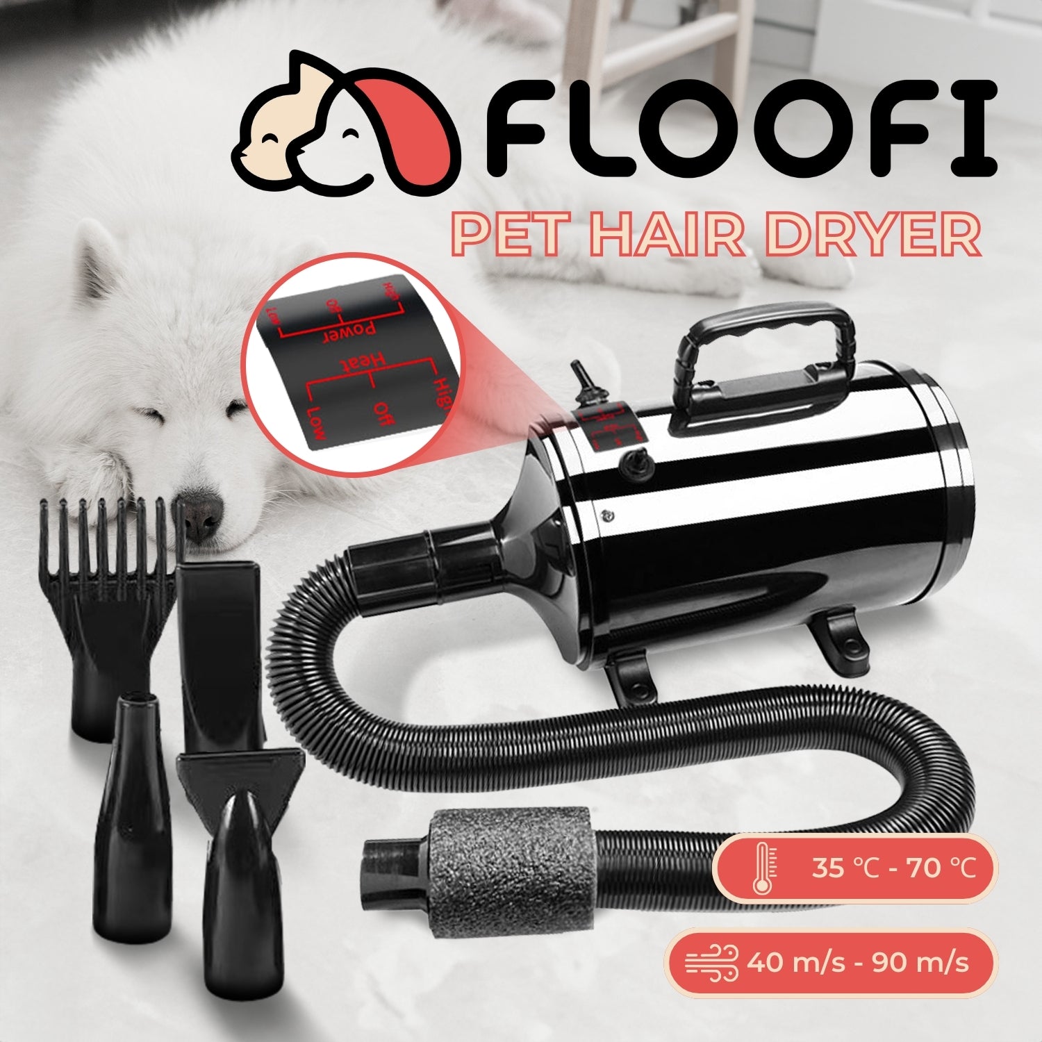 Floofi Pet Hair Dryer Basic (Black) - 0