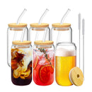 GOMINIMO 6 Pcs Clear Drinking Glasses with Bamboo Lids and Glass Straw(16 Oz )-1