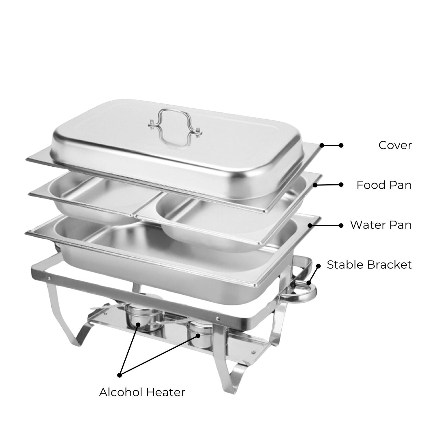 GOMINIMO 9L Chafing Dish Stainless Steel Food Buffet Warmer Pan (2x4.5L Dual Trays)