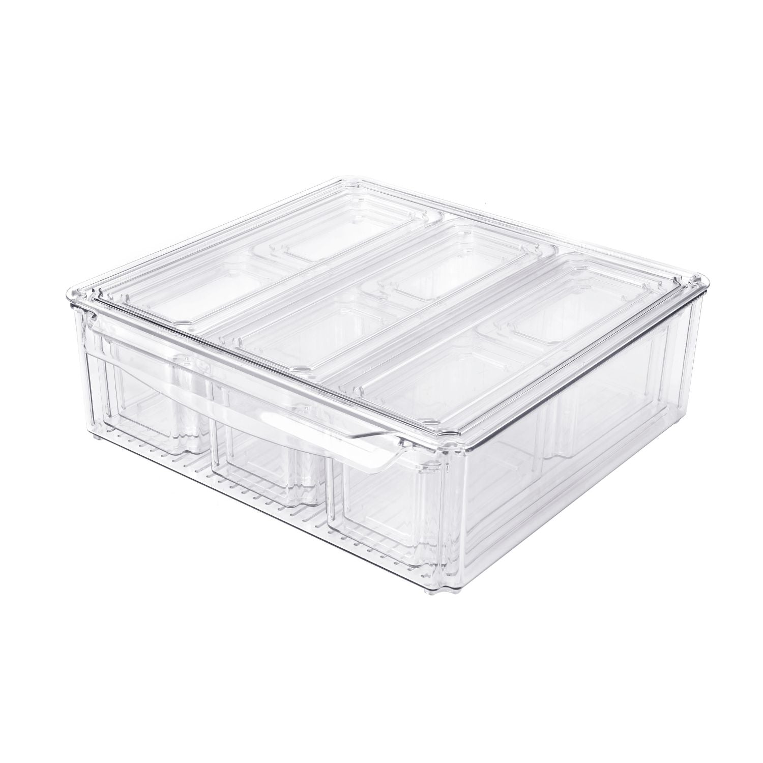 GOMINIMO 10 Pack Clear Stackable Fridge Organiser Bins with Lids (Transparent)