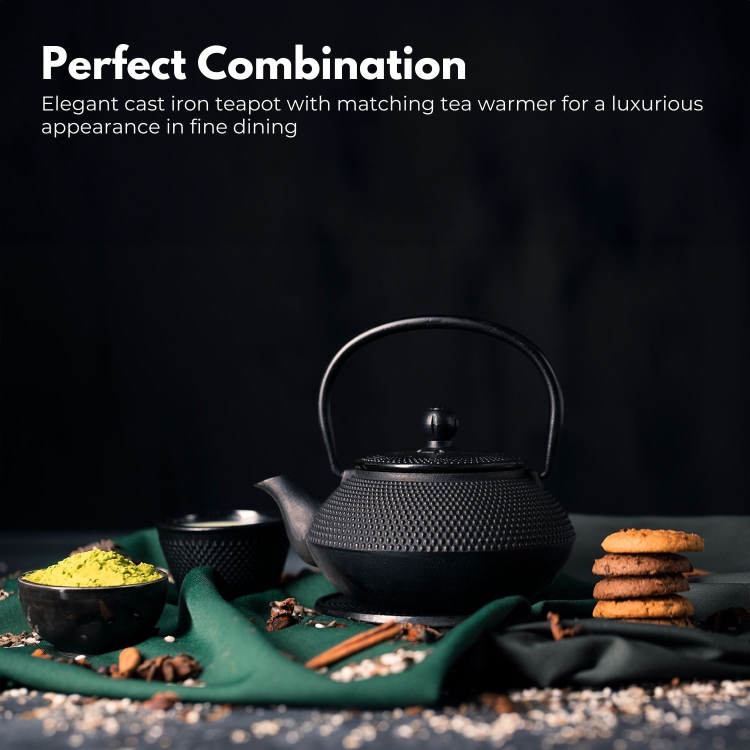 GOMINIMO 1200ML Iron Teapot with Filter and Warmer