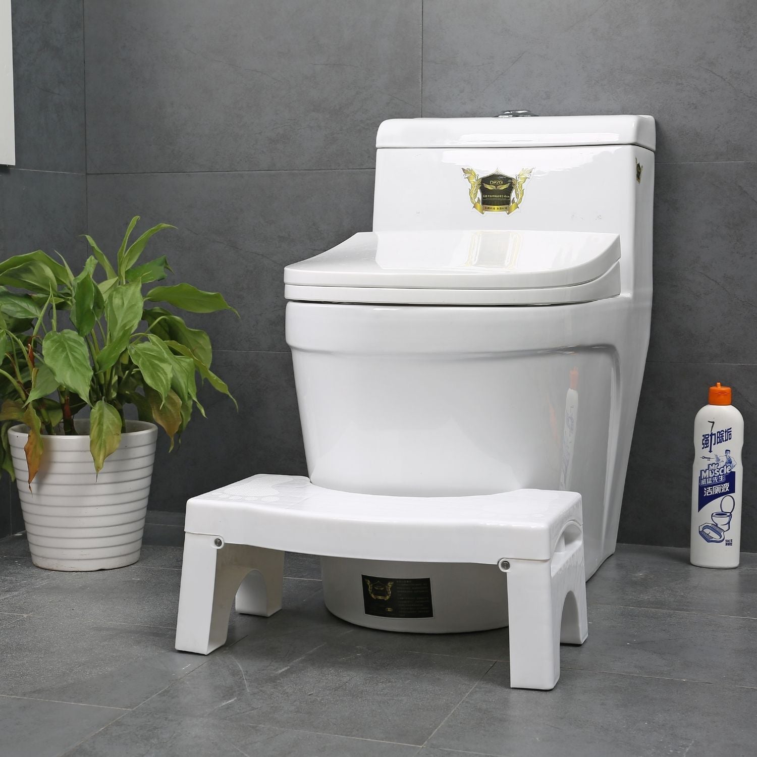 GOMINIMO Foldable Toilet Step Stool with Non-Slip Base (White)