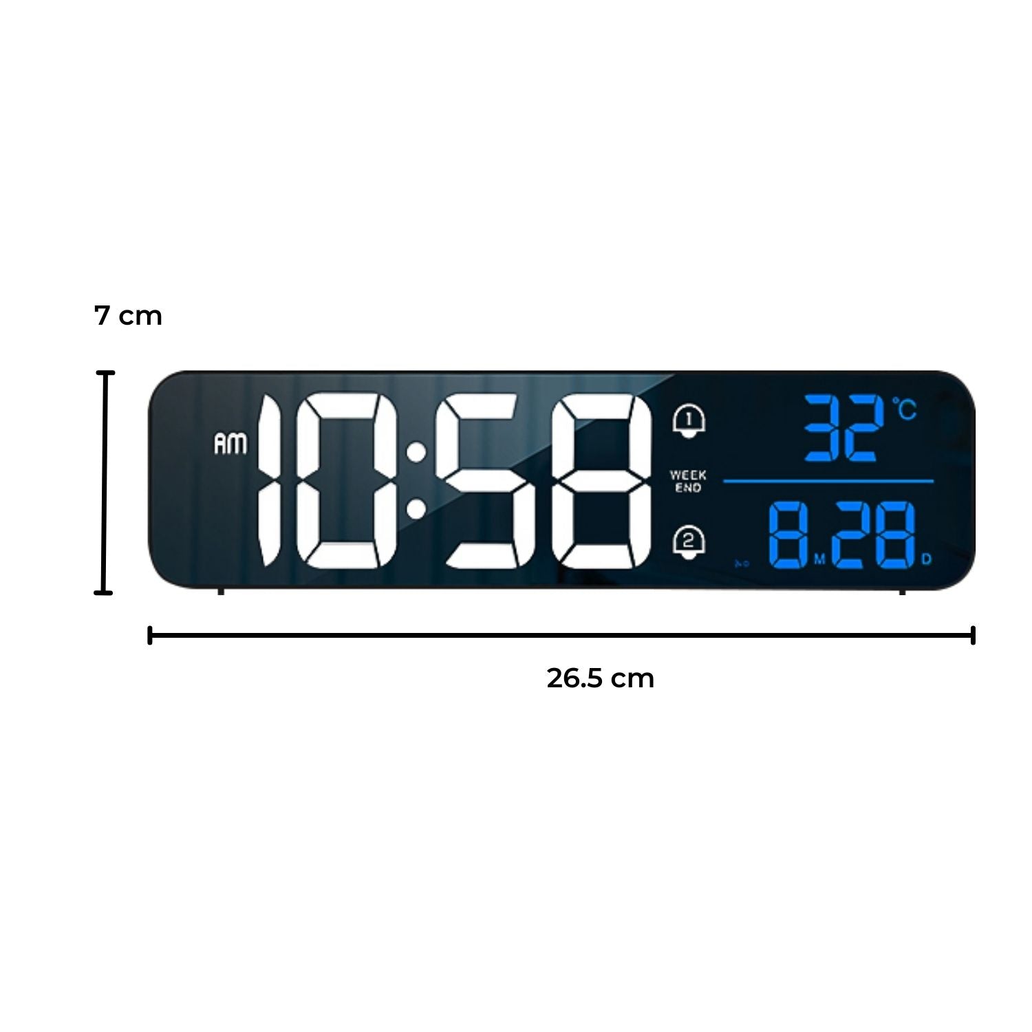 GOMINIMO Digital Clock Mirrored Black -