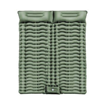 KILIROO Double Inflatable Camping Sleeping Pad with Pillow (Army Green)