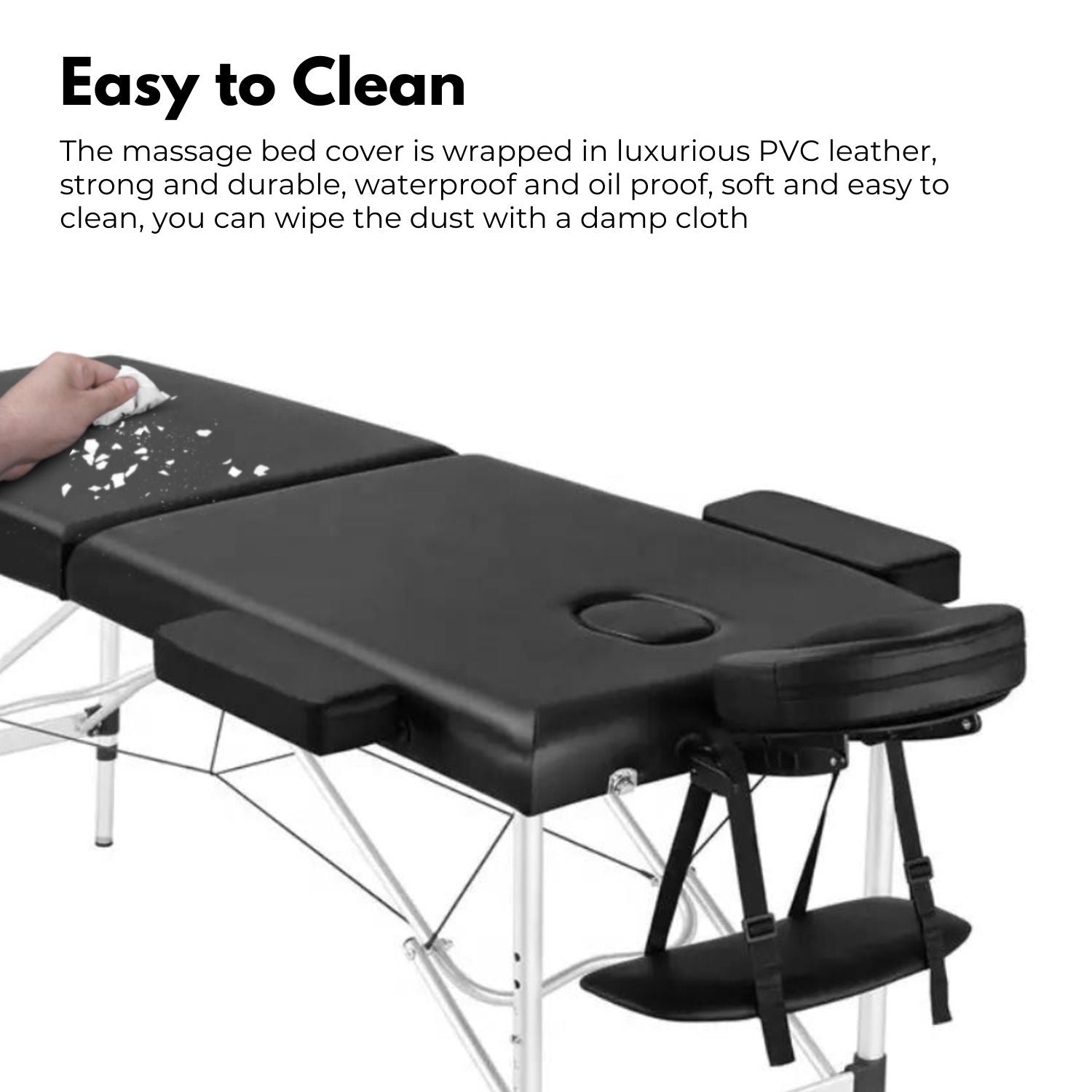 ONIREST 2 Fold Adjustable Portable Massage Bed (Black)