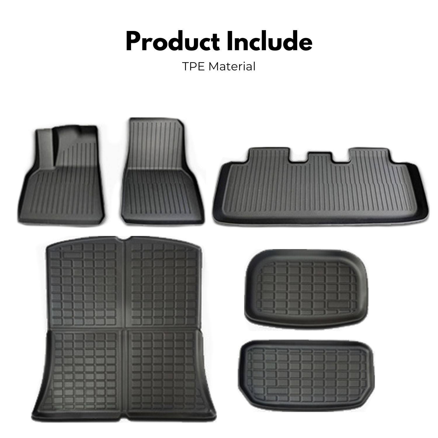 RYNOMATE Set of 6 Tesla Model-Y 2021-2024 Floor Mats (Black)