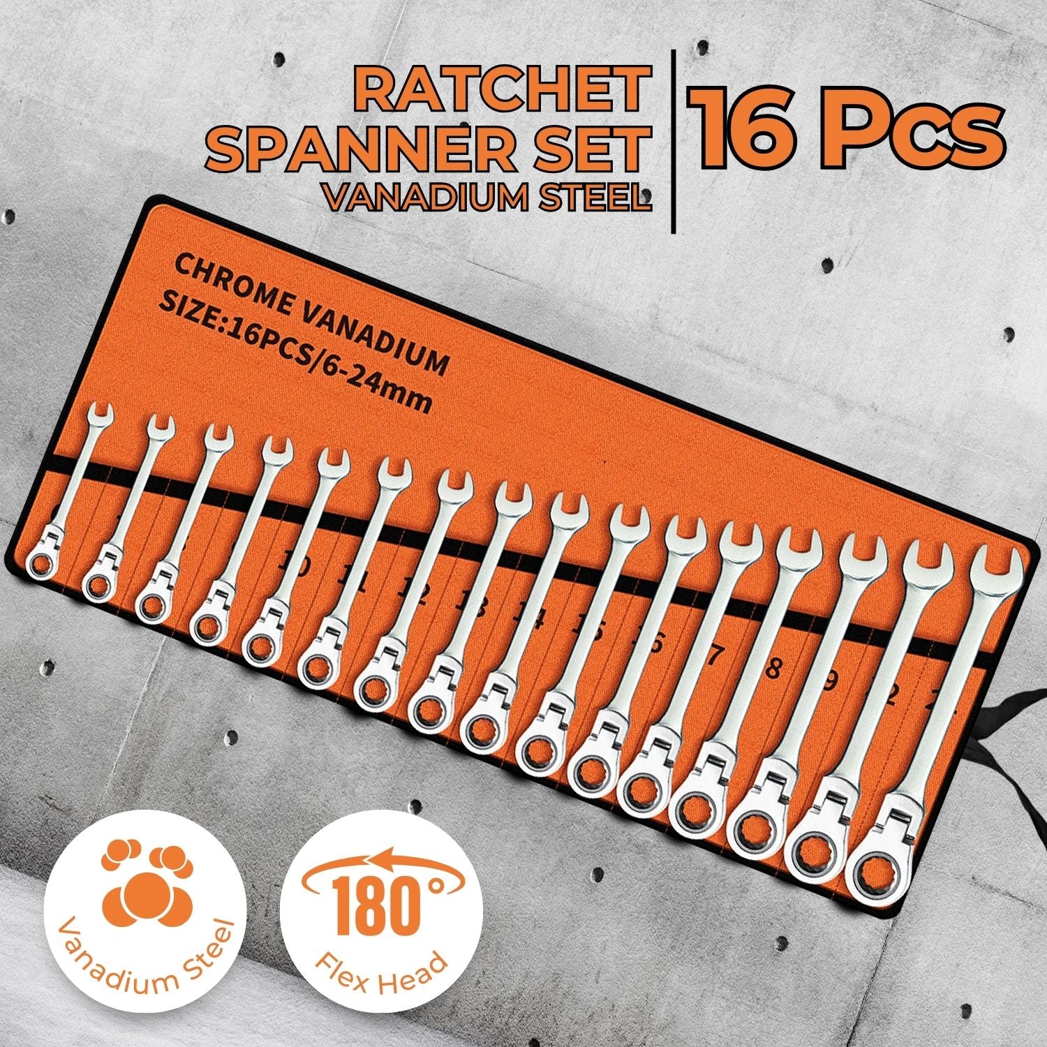 RYNOMATE 6-24mm Ratchet Spanner Set (16pcs)