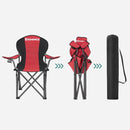 SONGMICS Folding Camping Chair with Bottle Holder Red and Black-5