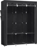 SONGMICS Clothes Wardrobe Portable Closet with Cover and 3 Hanging Rails Black-1