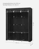 SONGMICS Clothes Wardrobe Portable Closet with Cover and 3 Hanging Rails Black-7