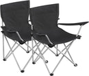 SONGMICS Set of 2 Folding Camping Outdoor Chairs with Armrests and Cup Holders Black-1