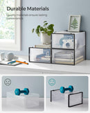 SONGMICS 18 Pack Foldable Stackable Shoe Boxes Max AU Size 11 Black Transparent-4