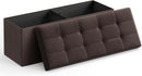SONGMICS 109cm Folding Storage Ottoman Bench with Storage Space Brown-1