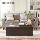 SONGMICS 109cm Folding Storage Ottoman Bench with Storage Space Brown-2