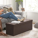 SONGMICS 109cm Folding Storage Ottoman Bench with Storage Space Brown-5