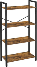 VASAGLE 4-Tier Bookshelf Storage Rack with Steel Frame for Living Room Office Study Hallway Industrial Style Rustic Brown and Black-1