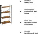 VASAGLE 4-Tier Bookshelf Storage Rack with Steel Frame for Living Room Office Study Hallway Industrial Style Rustic Brown and Black-9