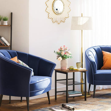 VASAGLE Side Table Set Nightstand Industrial Set of 2 Bedside Tables with Adjustable Mesh Shelves Rustic Brown and Black - 0