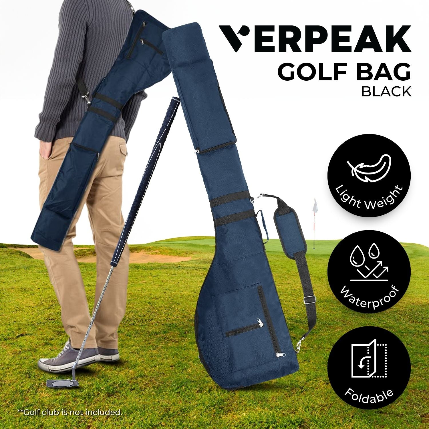 VERPEAK Foldable Golf Lightweight Carry Bag (Navy blue) - 0