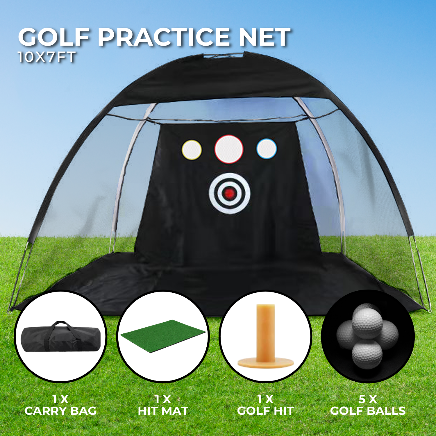 VERPEAK 5-in-1 Golf Practice Net (Black) - 0